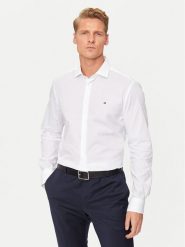 Tommy Hilfiger Koszula MW0MW38347 Biały Slim Fit. Białe koszule męskie Tommy Hilfiger, m, bez wzorów, z bawełny, bez kołnierzyka, bez ramiączek. Za 279.99 zł.