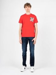 Pepe Jeans T-shirt "Alford" | PM508260 | Alford | Mężczyzna | Czerwony. Czerwone t-shirty męskie Pepe Jeans, m, bez wzorów, z bawełny, bez kołnierzyka, bez ramiączek. W wyprzedaży za 79.00 zł.