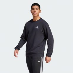 Essentials Fleece Sweatshirt. Białe bluzy męskie Adidas, s, bez wzorów, sportowe, bez ramiączek, bez kaptura. Za 142.00 zł.