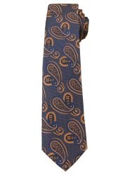 Granatowo-Pomarańczowy Elegancki Krawat w Łezki -ALTIES- 6 cm, Paisley, Męski. Niebieskie krawaty i muchy Alties, bez wzorów, z tkaniny, eleganckie. Za 49.00 zł.