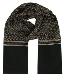 Męski Szalik Elegancki Miękki, Dwustronny, Śliski - ALTIES - Czarny z Drobnym Wzorem. Czarne szaliki męskie Alties, bez wzorów, z materiału. Za 55.00 zł.