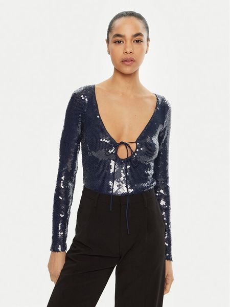 Bardot Body 59471TB Niebieski Slim Fit. Niebieskie body Bardot, bez wzorów, z syntetyku. Za 259.99 zł.