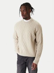 BOSS Sweter Kableto 50548689 Beżowy Regular Fit. Brązowe swetry męskie Boss, l, bez wzorów, z wełny, bez kołnierzyka, bez ramiączek. Za 669.99 zł.