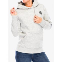Bluza z kapturem damska Carhartt Logo Sleeve Graphic Sweatshirt. Szare bluzy damskie Carhartt, s, bez wzorów, casualowe, bez ramiączek, z kapturem. Za 245.99 zł.