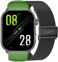 Smartwatch Gravity GT28-4 Zielono Czarny (GT28). Czarne zegarki smartwatch Gravity, bez wzorów. Za 132.82 zł.