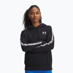 Bluza Under Armour Icon Fleece Taped Hoody. Czarne bluzy damskie Under Armour, bez wzorów, bez ramiączek, bez kaptura. Za 179.99 zł.