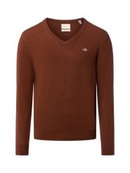 Gant sweter z dzianiny Mężczyźni brązowy, M. Brązowe swetry męskie GANT, m, bez wzorów, z dzianiny, bez kołnierzyka, bez ramiączek. Za 429.95 zł.
