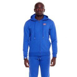 Bluza z bawełna z kaptur na siłownia na czas wolny. Niebieskie bluzy męskie LEONE 1947 APPAREL, bez wzorów, z bawełny, bez kaptura, na fitness i siłownię. W wyprzedaży za 181.87 zł.