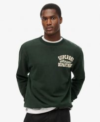 Superdry Bluza Vintage Athletic z okrągłym dekoltem, 100% bawełna. Zielone bluzy damskie Superdry, l, z aplikacjami, z bawełny, retro, bez ramiączek, bez kaptura. Za 387.20 zł.