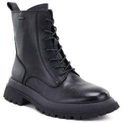 Skórzane botki damskie workery ocieplane czarne Big Star UU274375. Czarne botki damskie BIG STAR, bez wzorów, ze skóry, retro, bez obcasa, bez zapięcia. Za 449.99 zł.