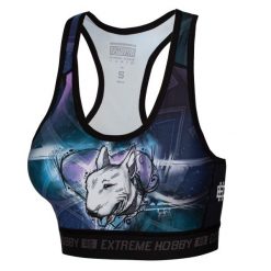 Stanik sportowy fitness siłownia MMA EXTREME HOBBY BULLTERRIER. Czarne bielizna sportowa damska EXTREME HOBBY, xl, bez wzorów, z elastanu. Za 119.00 zł.
