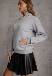 Szara Bluza z Kapturem i Kangurową Kieszenią z Przodu Amerie. Szare bluzy damskie Renee, l, bez wzorów, z jeansu, casualowe, bez ramiączek, z kapturem. Za 69.99 zł.