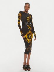 Versace Jeans Couture Sukienka codzienna 76HAO9P8 Czarny Slim Fit. Czarne sukienki damskie Versace Jeans Couture, na co dzień, bez wzorów, z jeansu, bez kołnierzyka, bez ramiączek, proste. Za 2,809.00 zł.