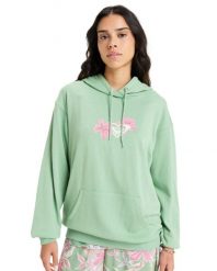 Bluza z kapturem dla Kobiety HIBISCUS HEART Zielony. Zielone bluzy damskie Roxy, m, bez wzorów, z bawełny, bez ramiączek, z kapturem. Za 249.99 zł.